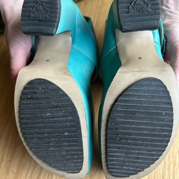 John Fluevog Blue Leather Mules - Picture 4 of 5